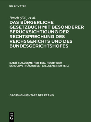 cover image of Allgemeiner Teil. Recht der Schuldverhältnisse I (allgemeiner Teil)